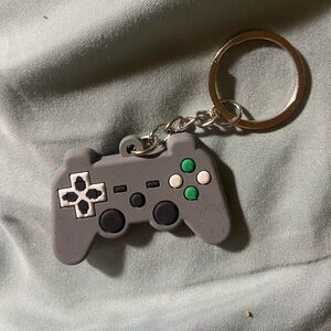 Game Controller Keychain - Video Game / Gamer Grey Key Ring -